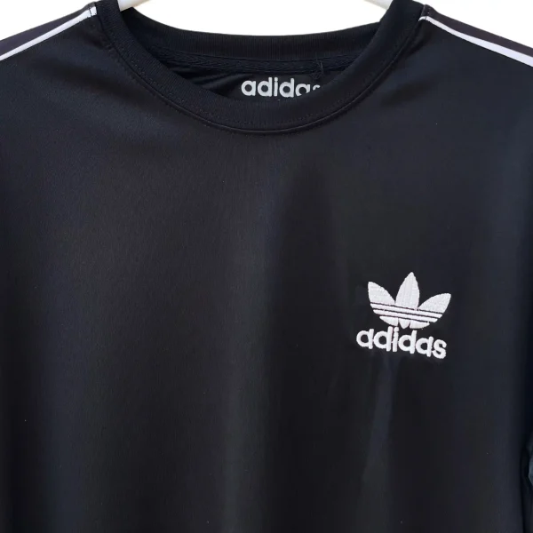 Black Adidas Tracksuit Trouser Shirt Close