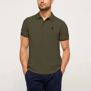 Military Green Polo Shirt - Short Sleeves