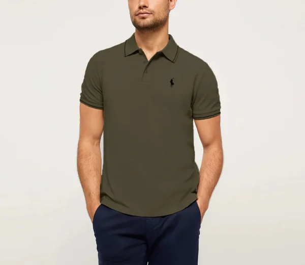 Military Green Polo Shirt - Short Sleeves