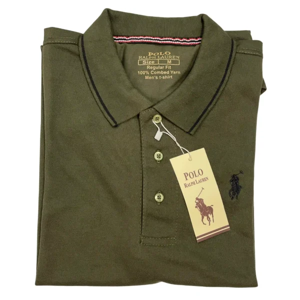 Olive Green Polo Shirt - Short Sleeves