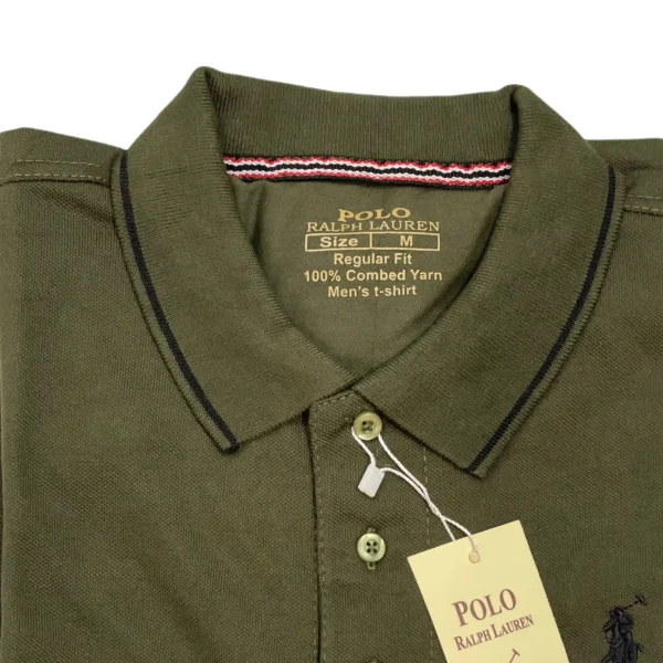 Olive Green Polo Shirt - Short Sleeves