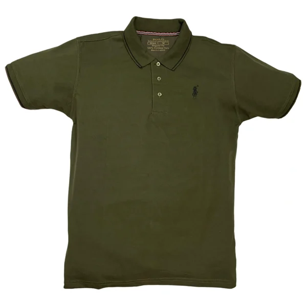 Olive Green Polo Shirt - Short Sleeves